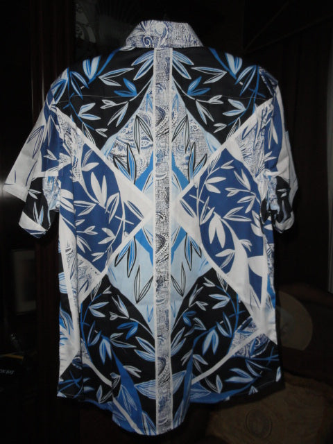 Robert Graham Blue Palm Short Sleeve Shirt Size 2XL NWTS