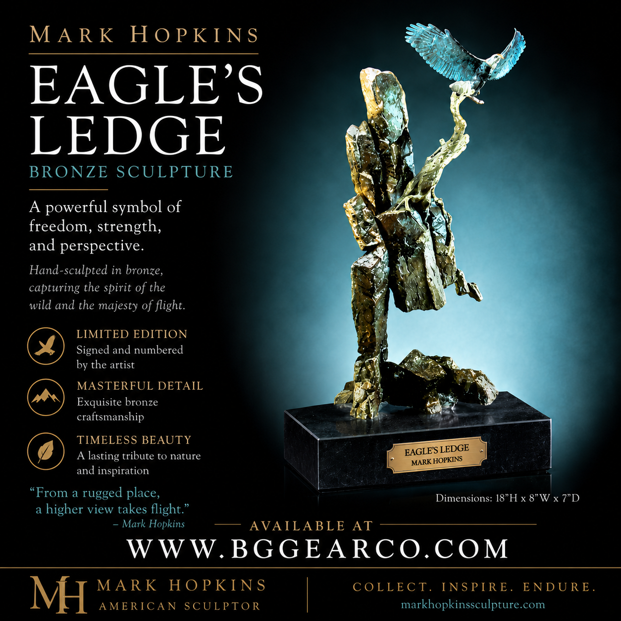 "EAGLES LEDGE"  - MARK HOPKINS BRONZE