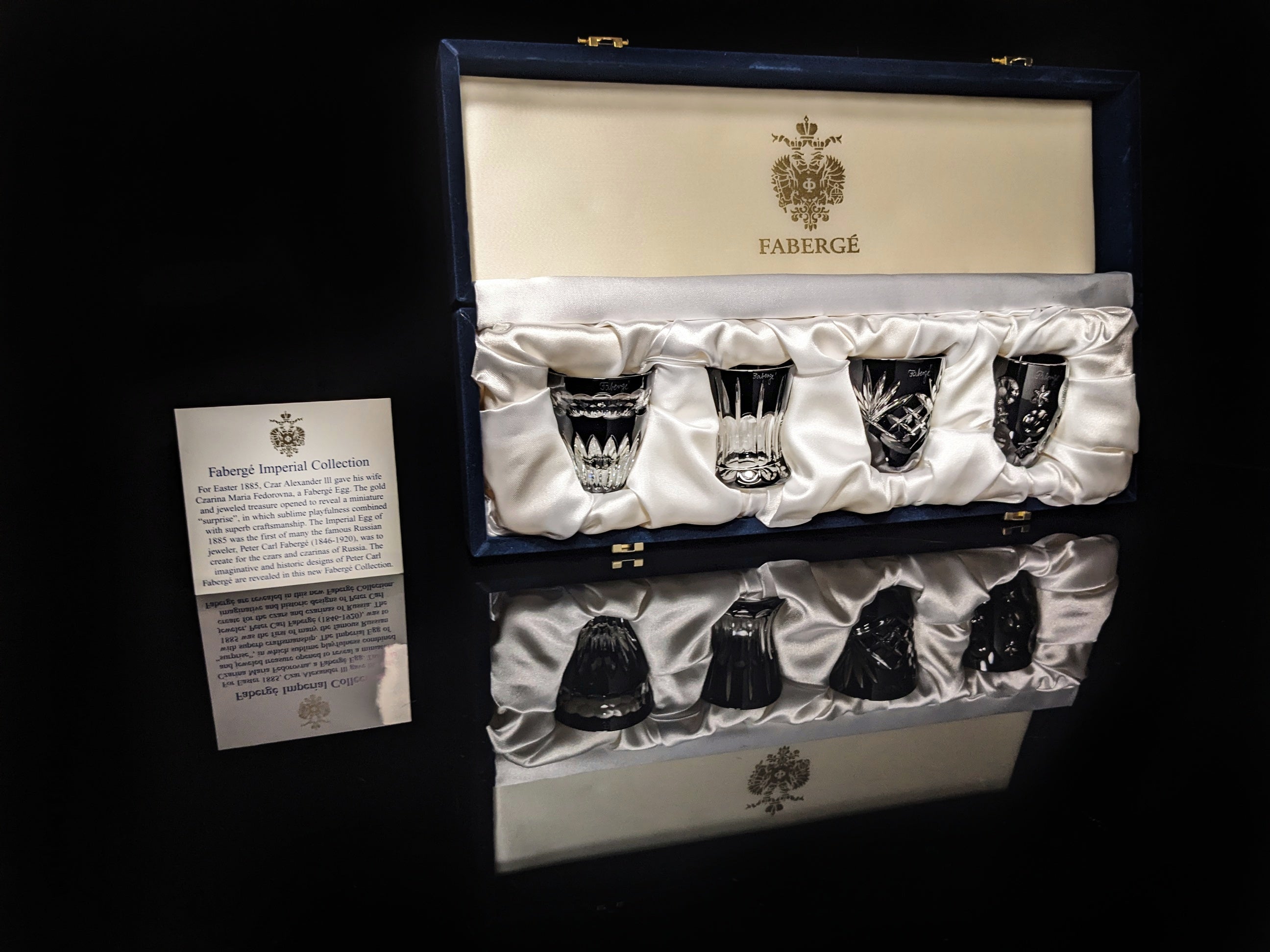 Faberge black crystal shot glasses without box
