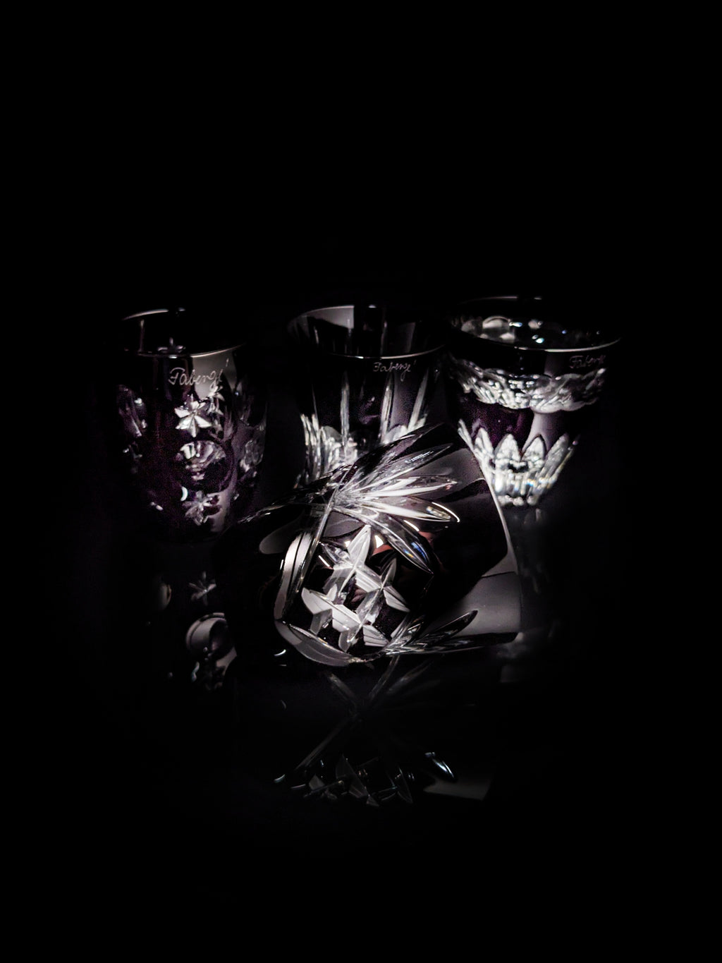 Faberge Black Crystal Shot Glasses
