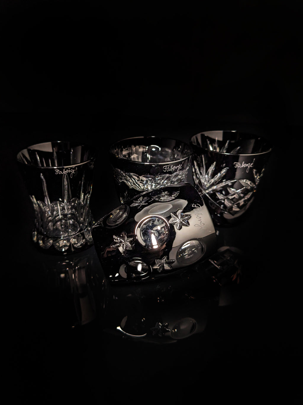 Faberge Black Crystal Shot Glasses
