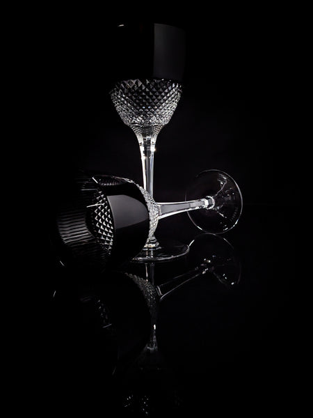 Faberge Firenze Black Crystal Wine Goblets NIB