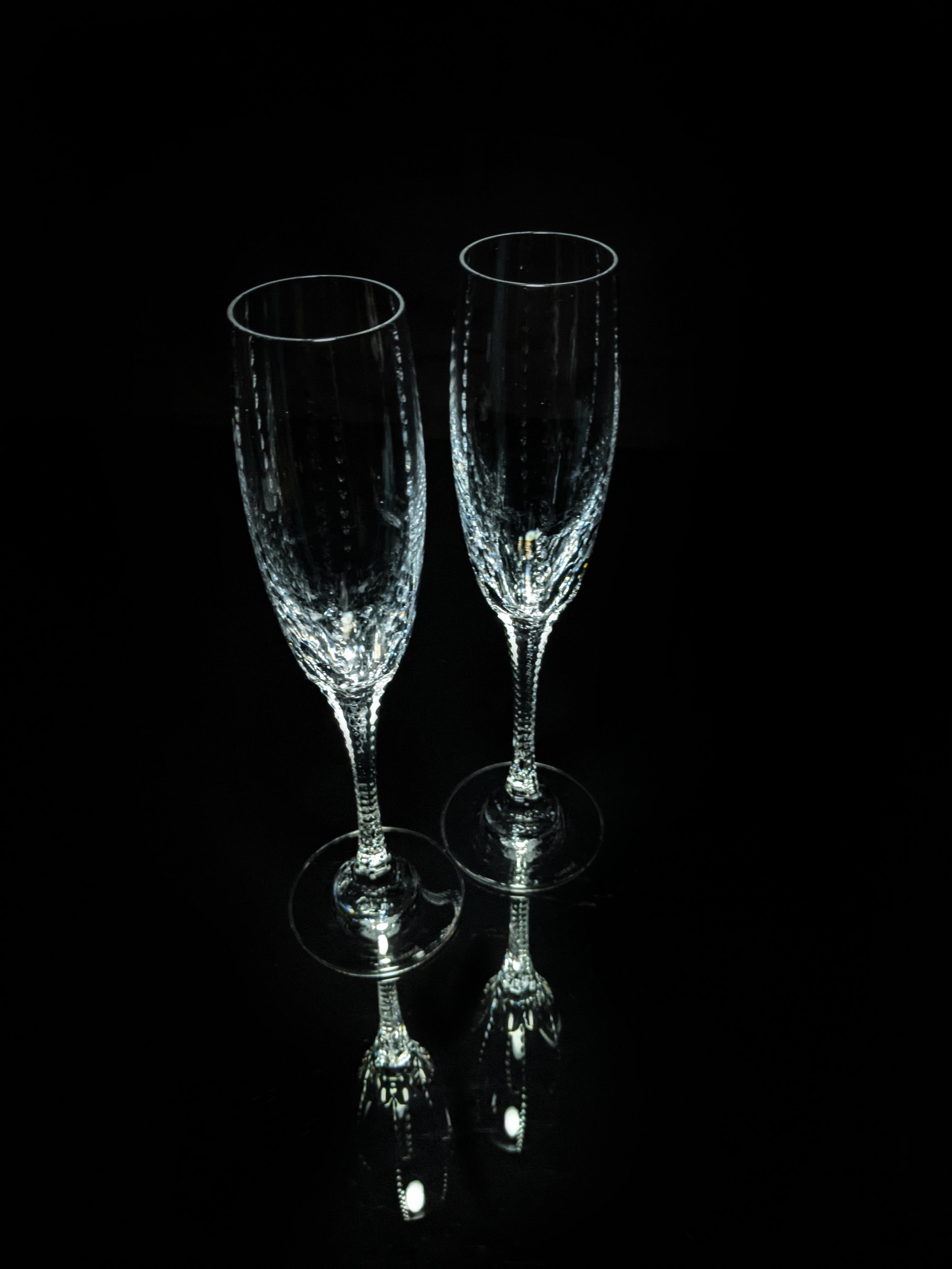 Faberge Bristol Clear Crystal  Flutes NIB