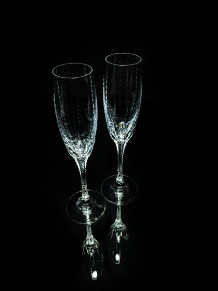 Faberge  Crystal Clear Champagne Flutes NIB