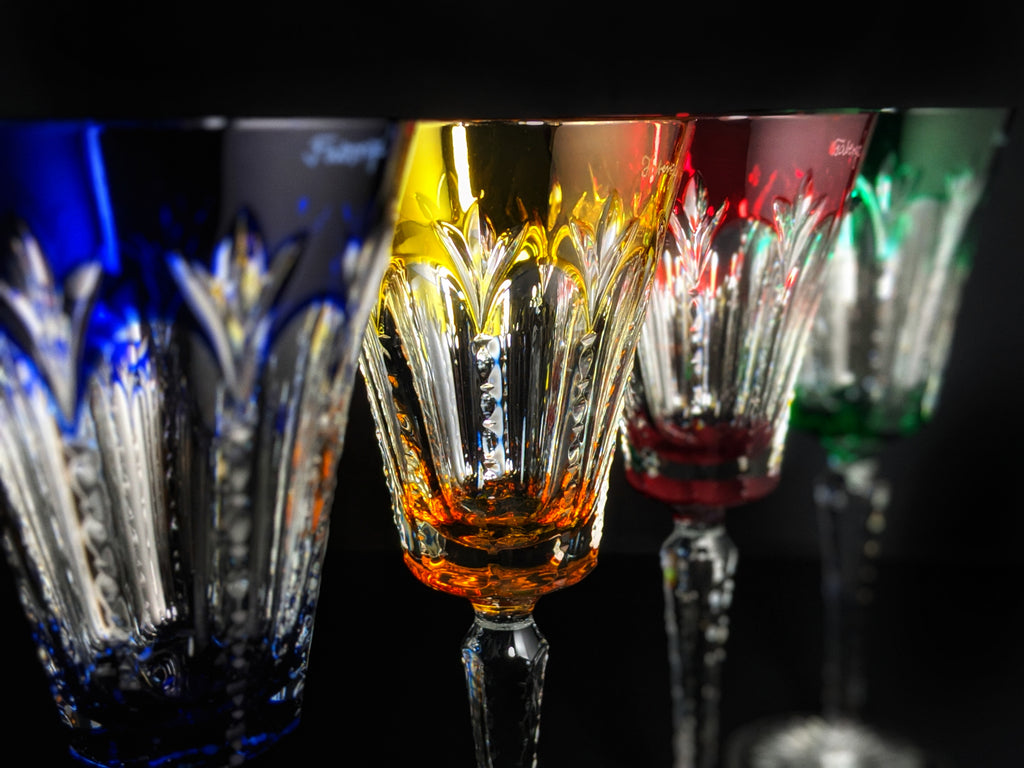 Faberge Grand Palais Crystal Colored Goblets NIB