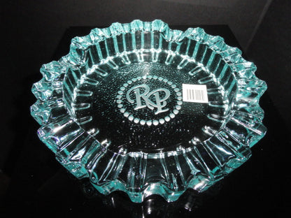 Rocky Patel Luminoso Teal / Blue Glass Heavy Cigar Ashtray Measures 10" Diameter NIB