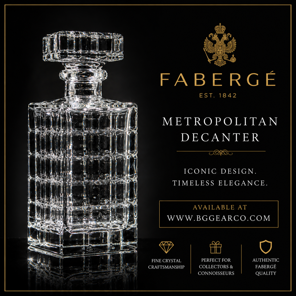 Faberge Metropolitan Clear Crystal Decanter