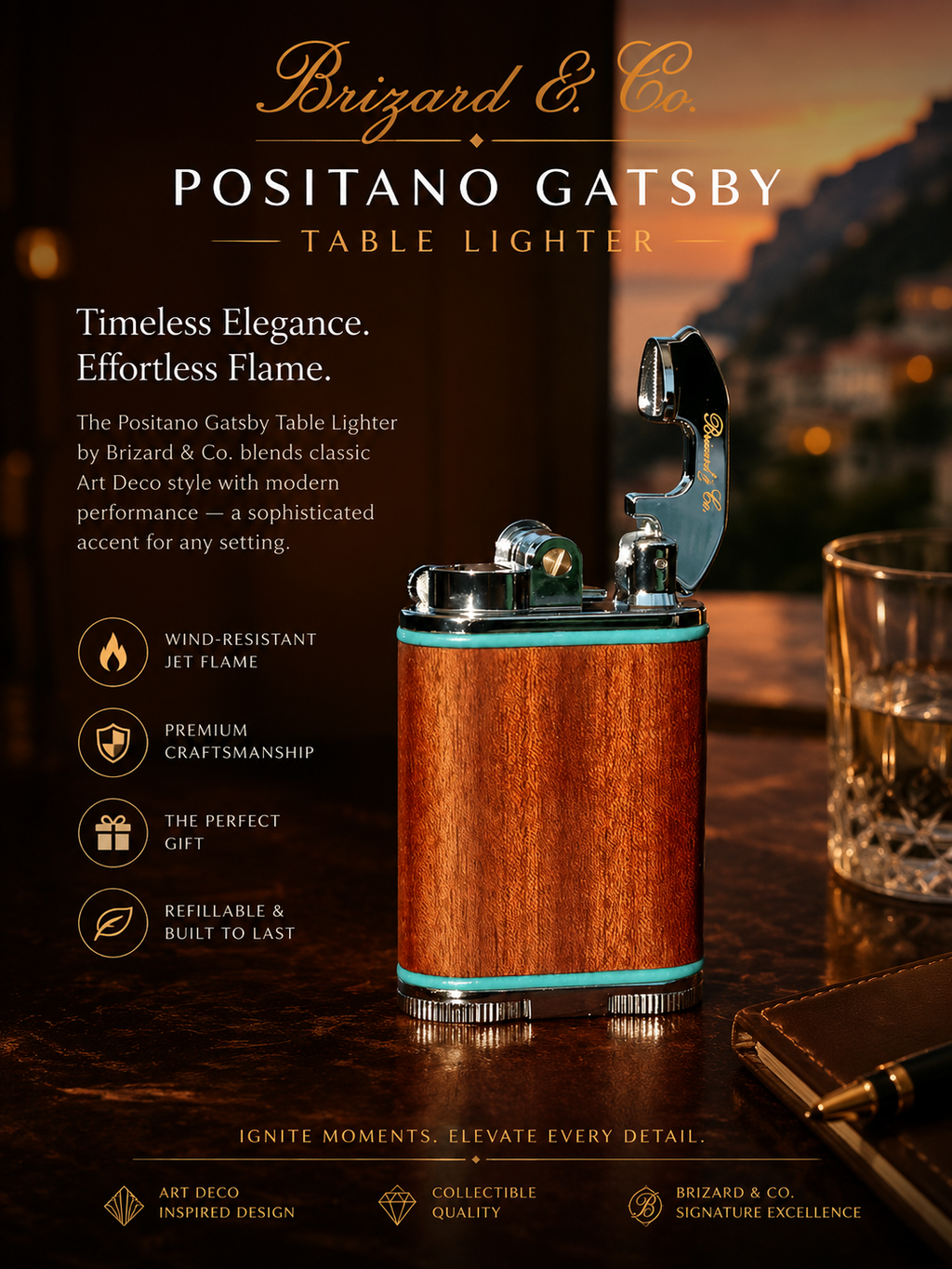 Brizard and Co. Positano Gatsby Table Lighter