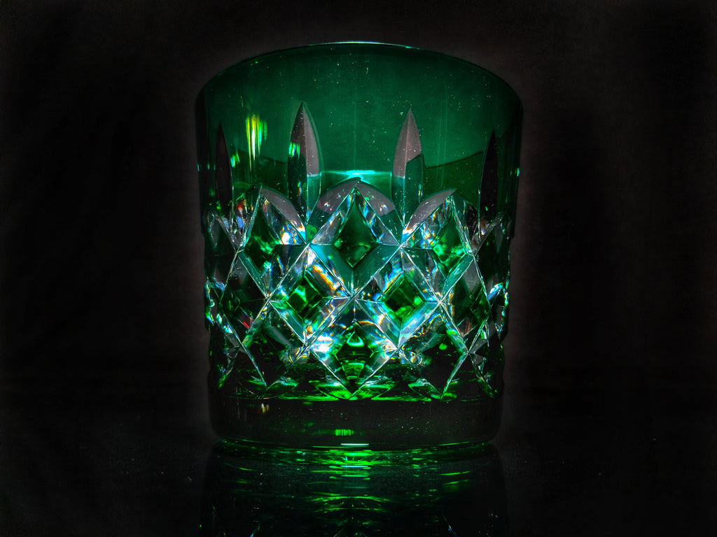 AJKA Colored Crystal Old Fashioned Glassess with Ice Bucket