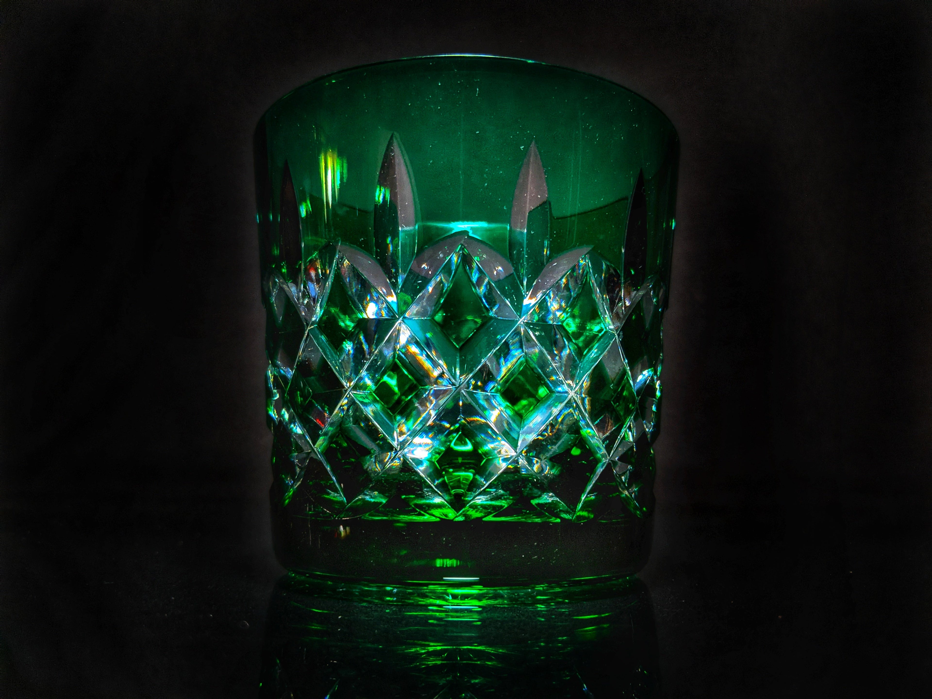 AJKA Colored Crystal Old Fashioned Glassess with Ice Bucket