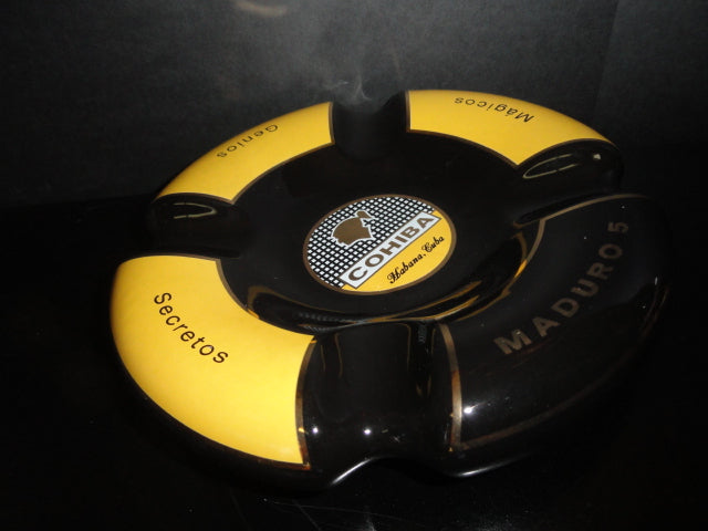 Black Maduro 5 Ceramic Large Cigar Ashtray. 8.5" Diameter