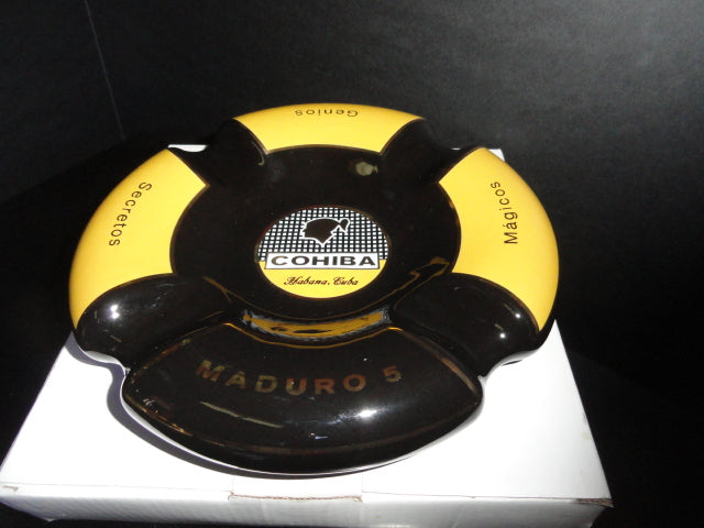 Black Maduro 5 Ceramic Large Cigar Ashtray. 8.5" Diameter