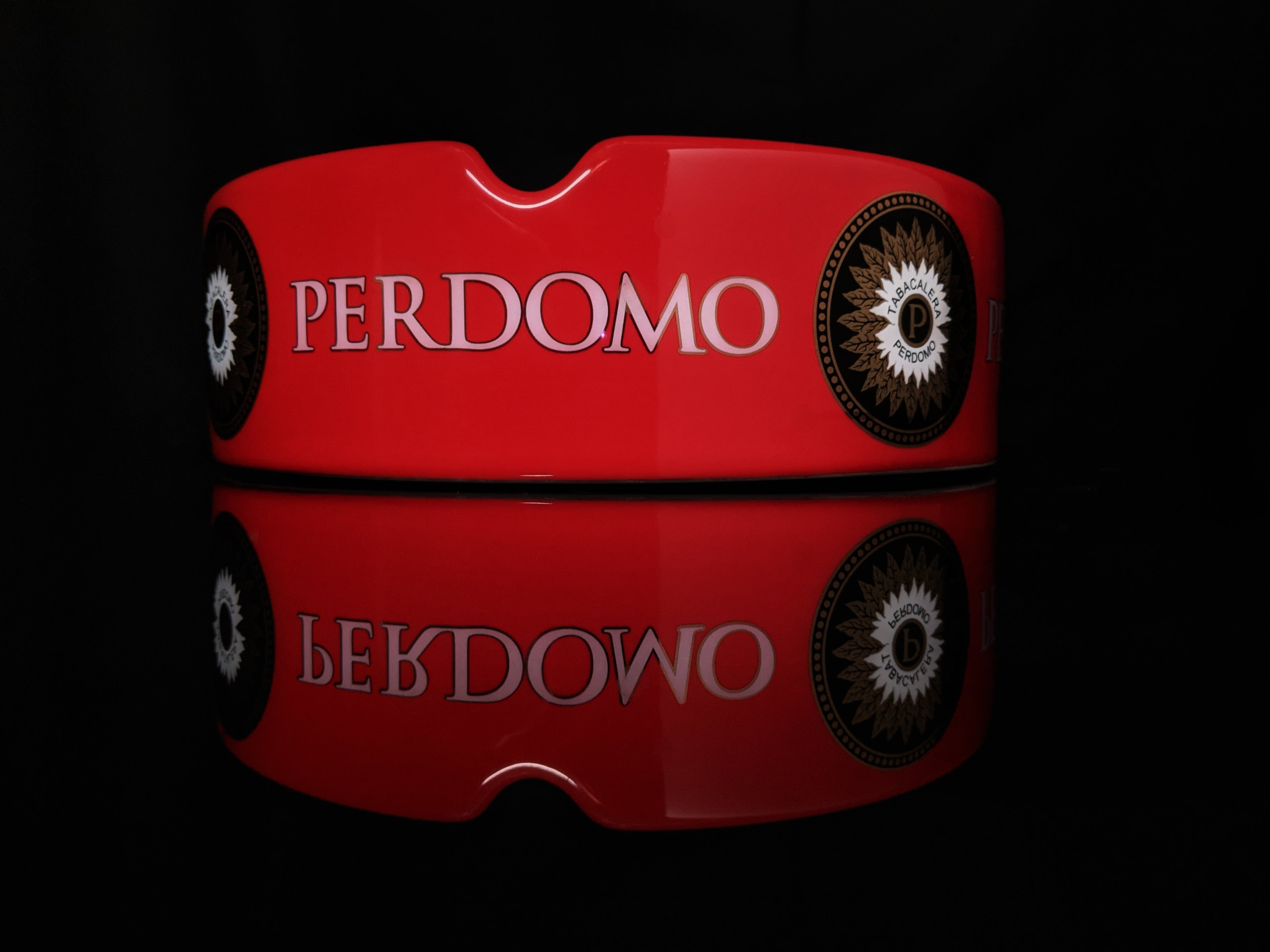 Perdomo Red and Gold  large ceramic ashtray 9" diameter NIB