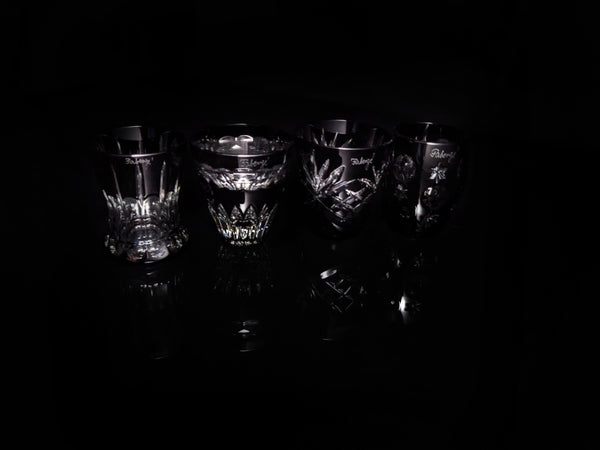 Faberge black crystal shot glasses