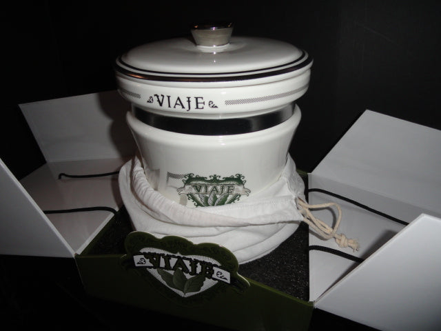 Viaje 15th Anniversary Silver Cigar Ceramic Jar Humidor NIB