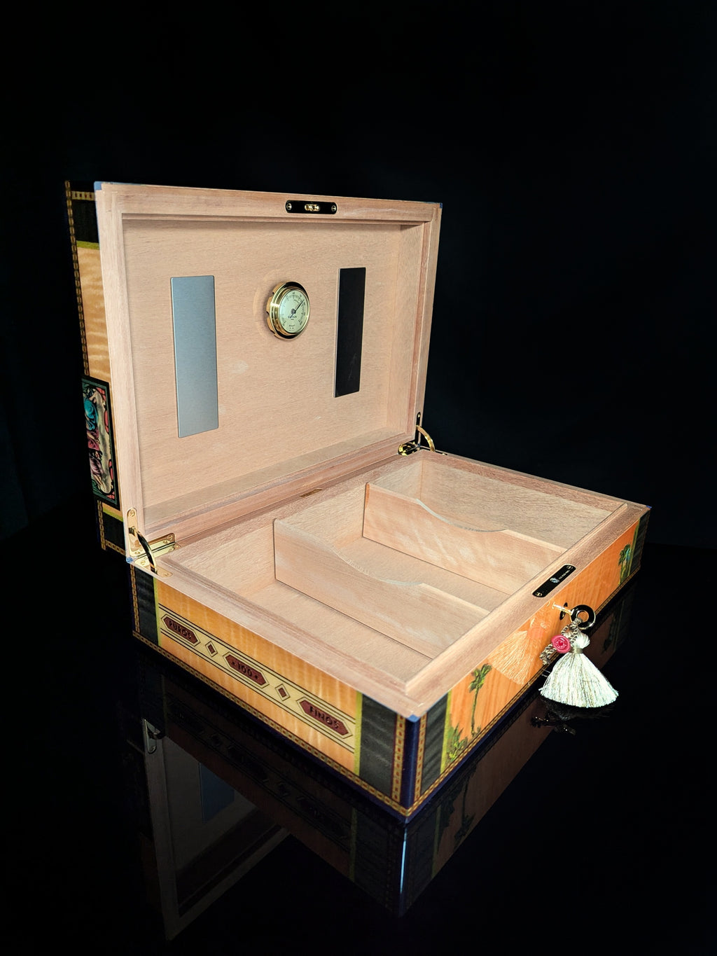 Elie Bleu Alba Orange Sycamore Humidor 110 Count NIB