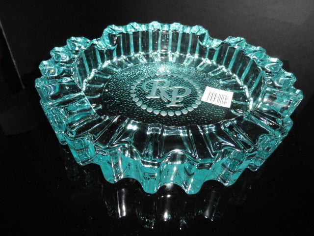 Rocky Patel Luminoso Teal / Blue Glass Heavy Cigar Ashtray Measures 10" Diameter NIB