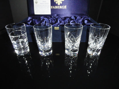 Faberge Clear Crystal Shot Glasses Set of 4 without box