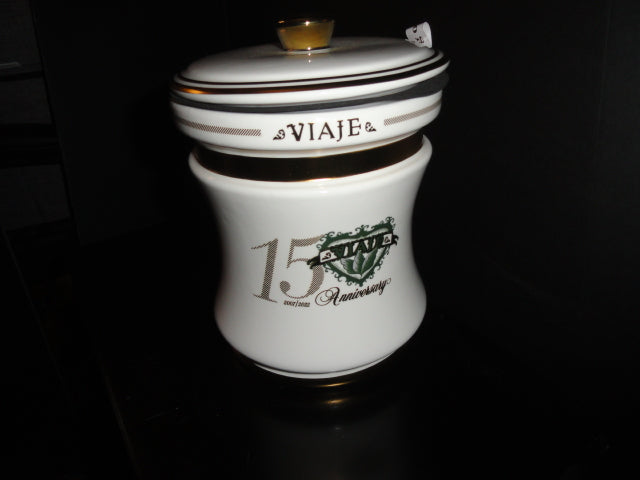 Viaje 15th Anniversary Gold Cigar Ceramic Jar Humidor( Empty No Cigars ) NIB