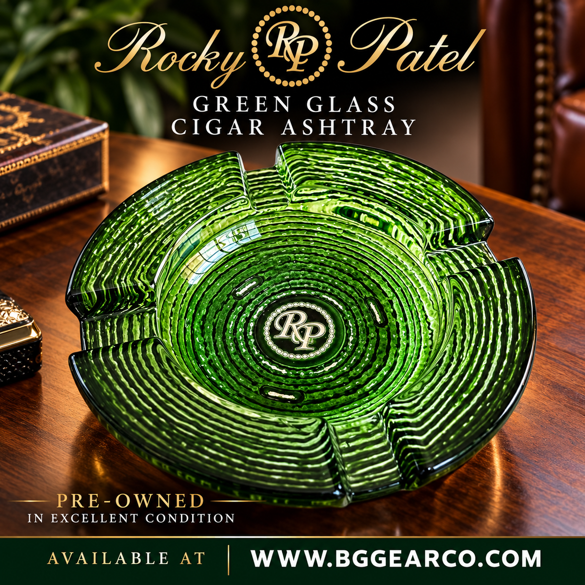 Rocky Patel Green Glass Cigar Ashtray