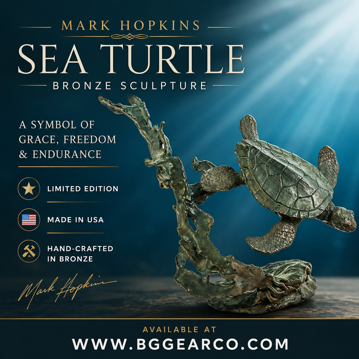 Mark Hopkins Turtle Bronze Sculpture