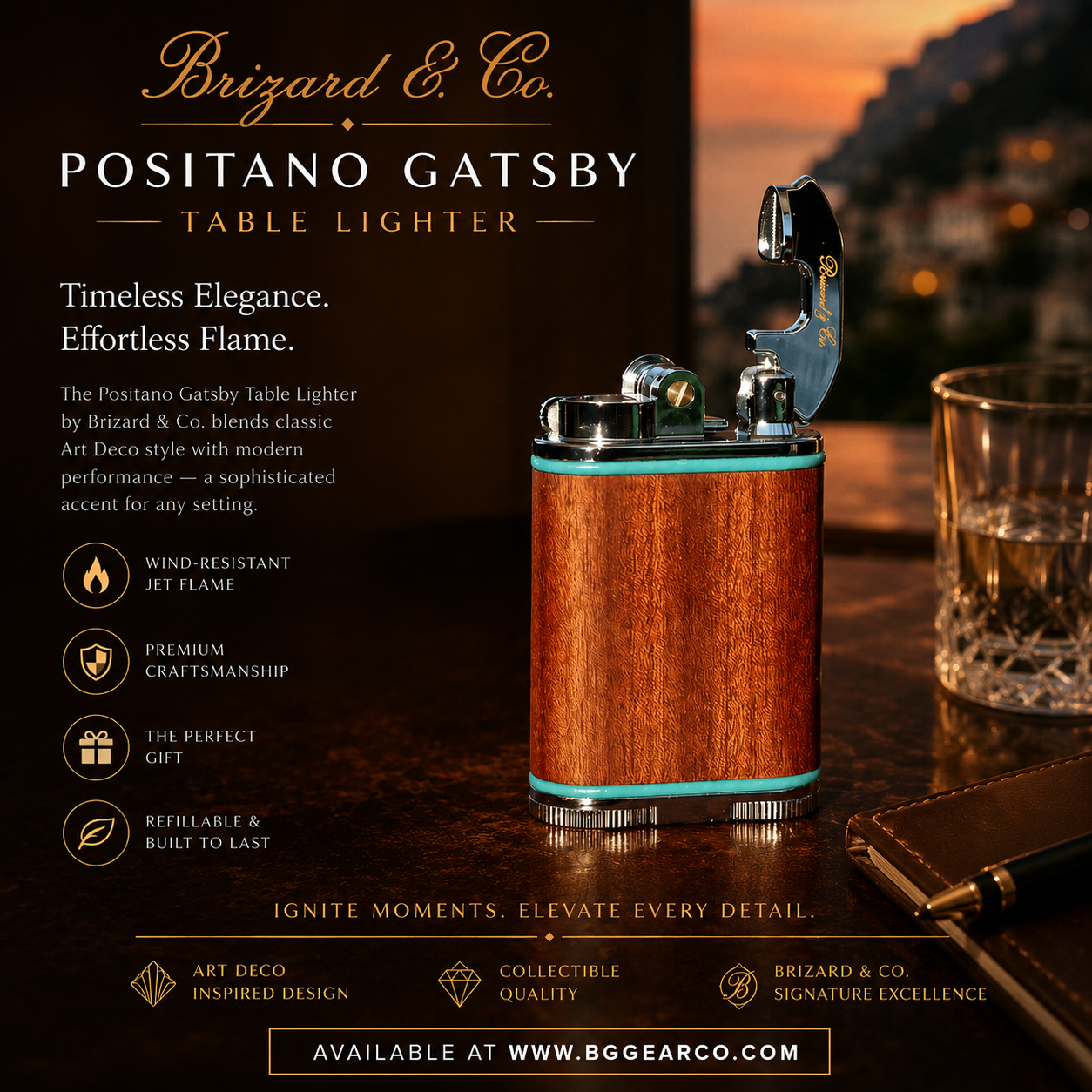 Brizard and Co. Positano Gatsby Table Lighter