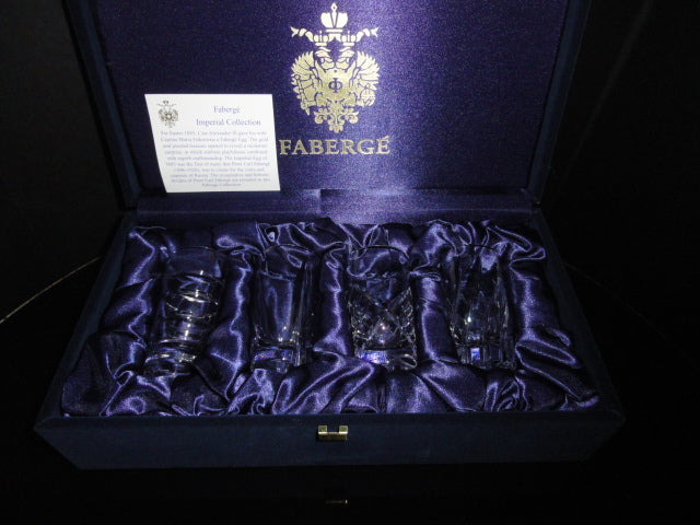 Faberge Clear Crystal Shot Glasses Set of 4 without box
