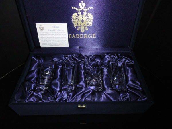 Faberge Clear Crystal Shot Glasses Set of 4 without box