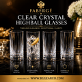 Faberge Atelier Crystal Collection  Highball Glasses set of 4 NIB  5 1/4" H x 2 7/8" W