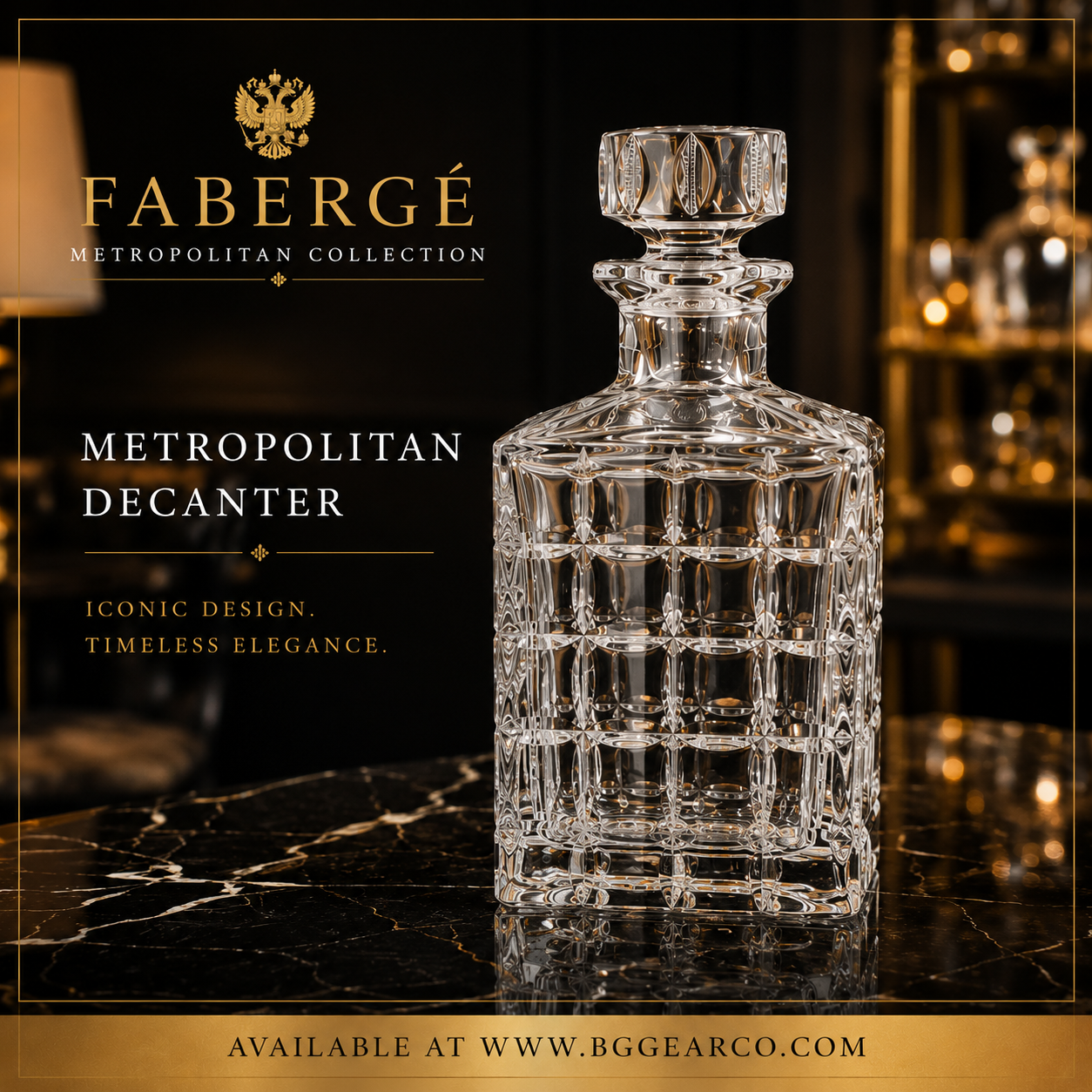 Faberge Metropolitan Clear Crystal Decanter