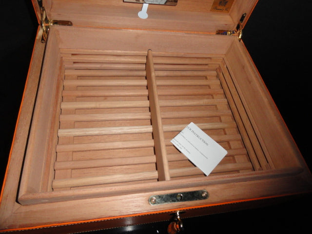 Brizard and Co. Racing Orange Leather Humidor — 60/70 Count, New in Box