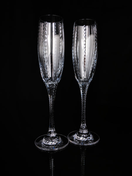 Faberge Bristol Clear Crystal  Flutes NIB