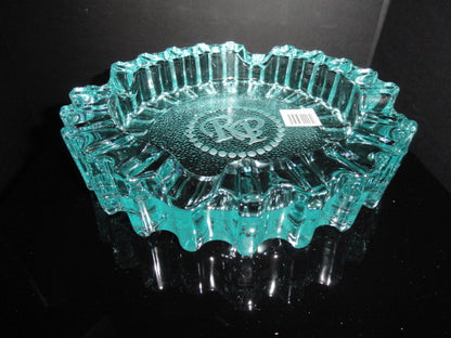 Rocky Patel Luminoso Teal / Blue Glass Heavy Cigar Ashtray Measures 10" Diameter NIB