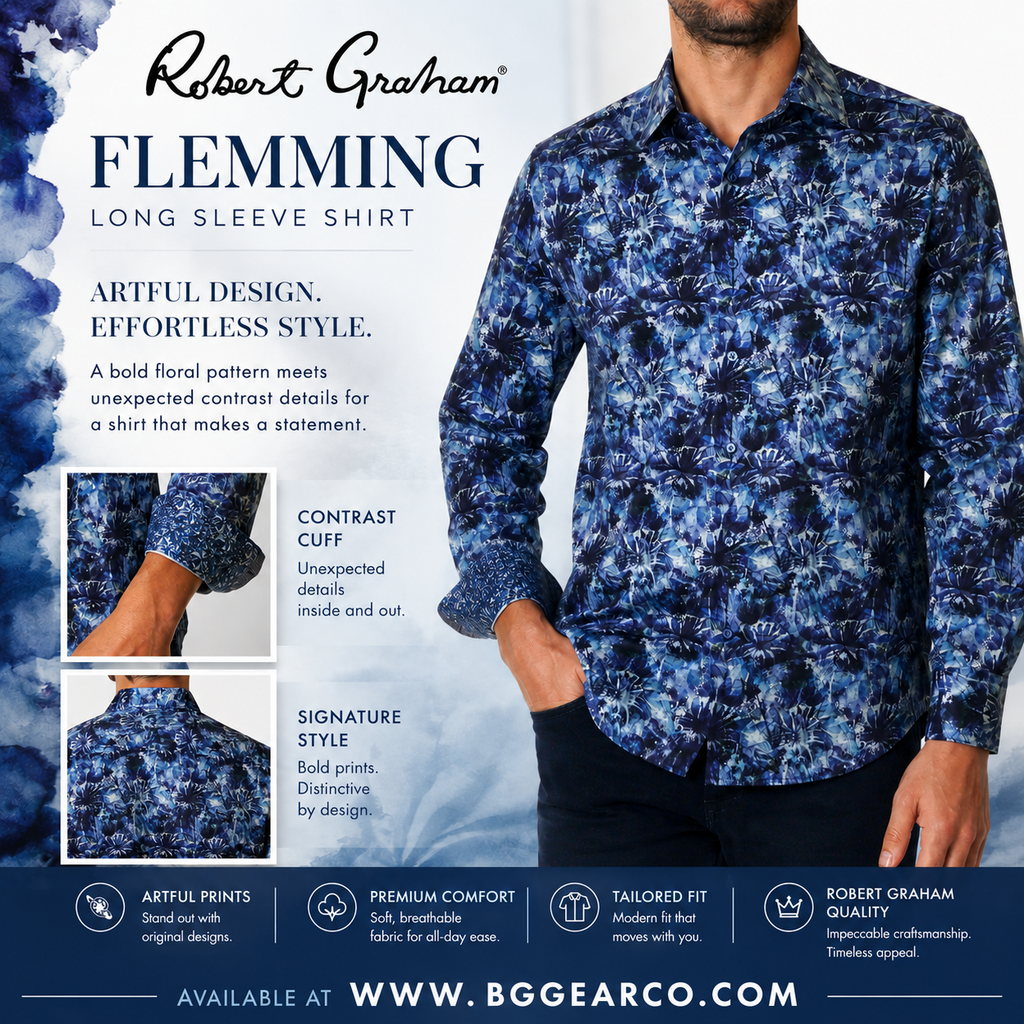 Robert Graham Flemming Long Sleeve Blue Shirt Size Medium