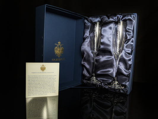 Faberge  Crystal Clear Champagne Flutes NIB