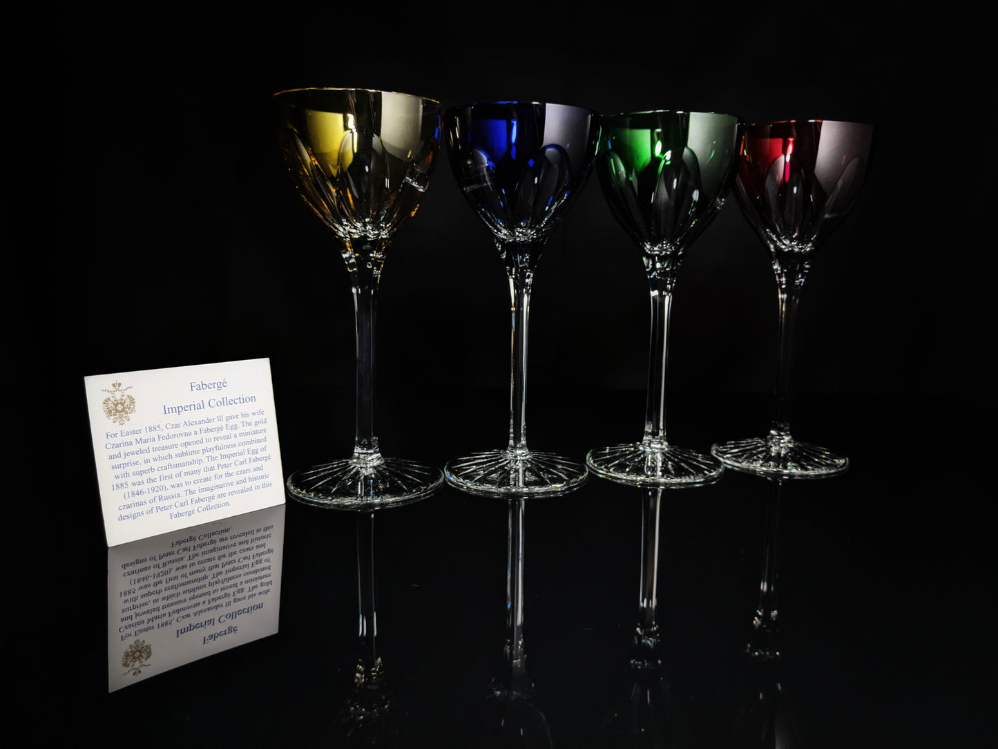 Faberge Regency Colored Crystal Goblets NIB