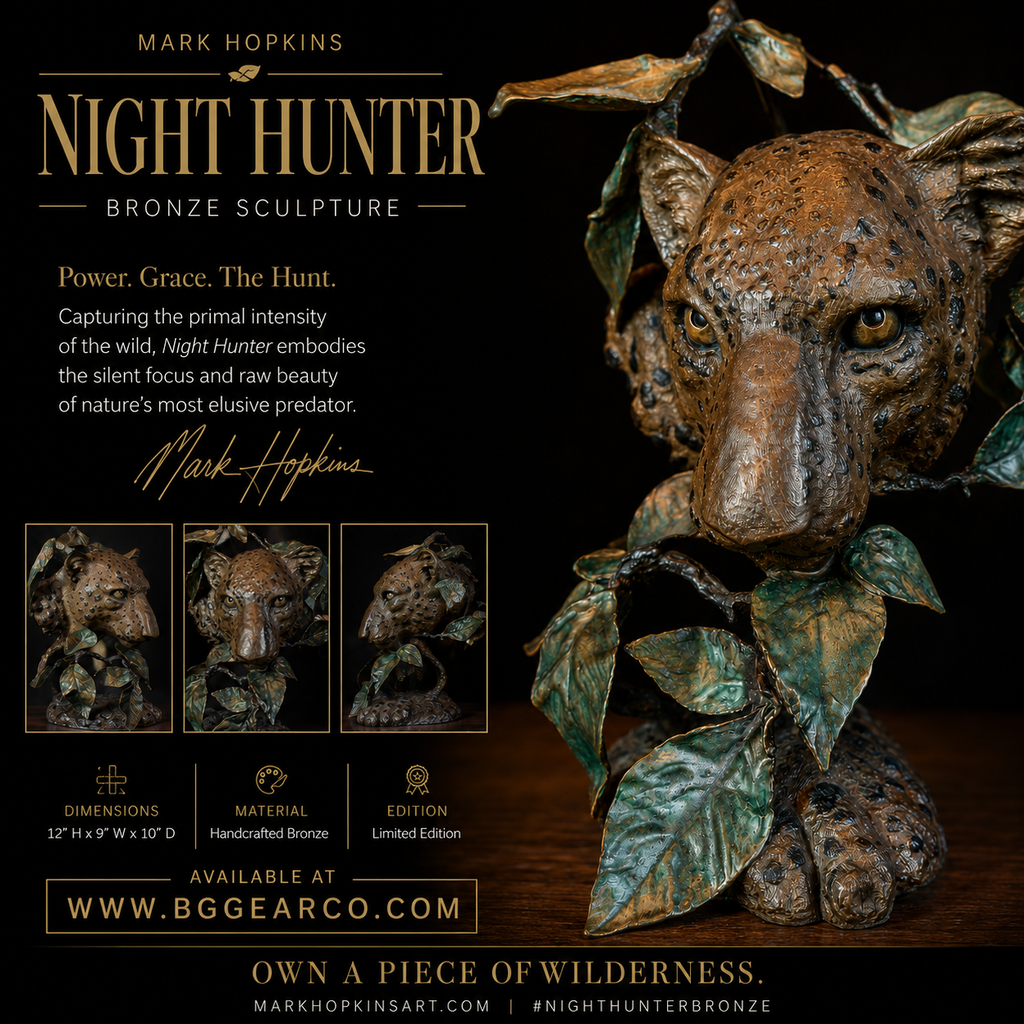 Mark Hopkins "Night of the Hunter" Painted Limited Edition Bronze Sculpture