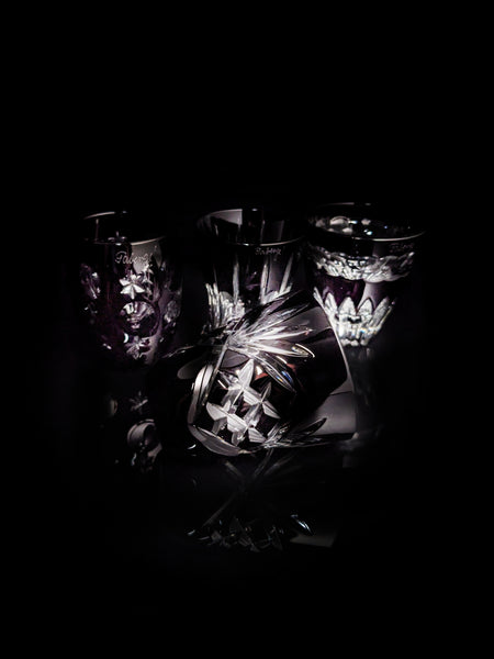 Faberge black crystal shot glasses
