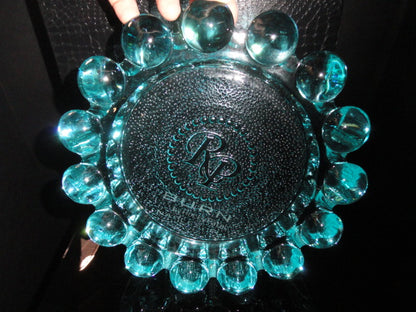 Rocky Patel Luminoso Aqua Glass Heavy Cigar Ashtray Measures 10" Diameter NIB
