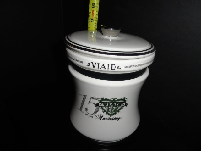 Viaje 15th Anniversary Silver Cigar Ceramic Jar Humidor NIB