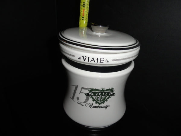 Viaje 15th Anniversary Silver Cigar Ceramic Jar Humidor NIB