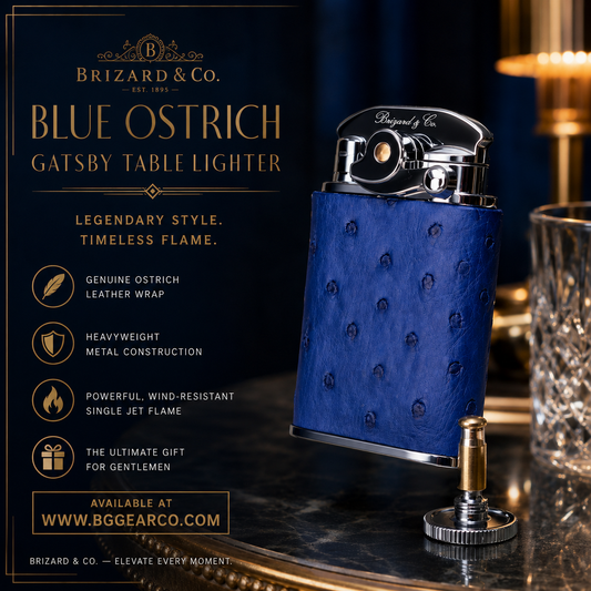 Brizard Gatsby Blue Ostrich Table Lighter NIB