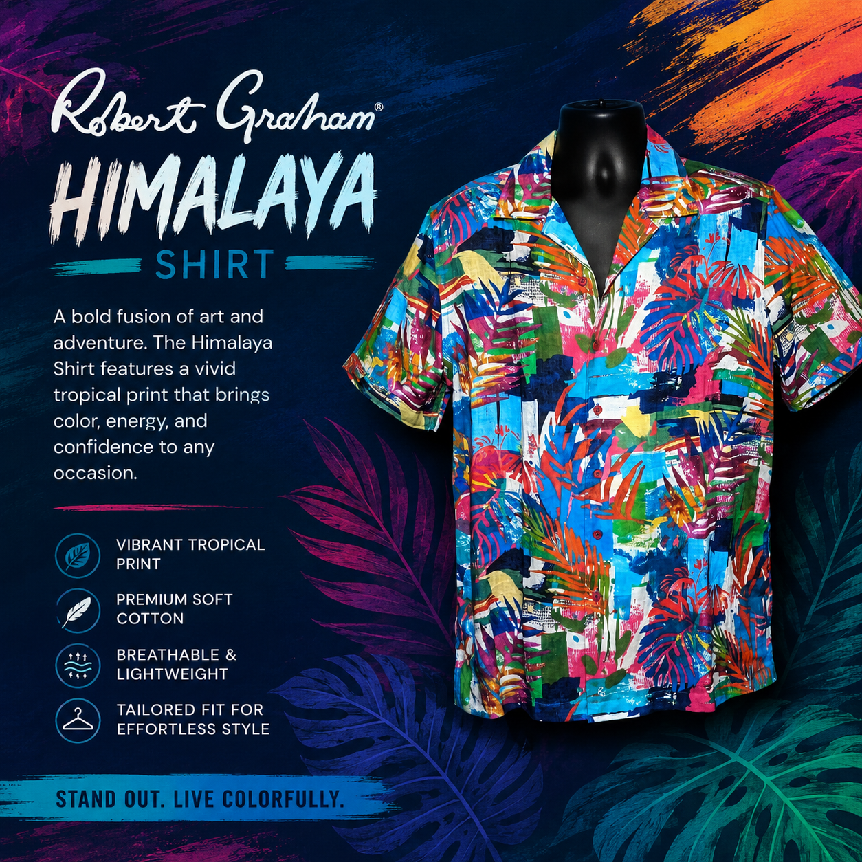 Robert Graham Himalayas Short Sleeve Shirt Size Large NWTS