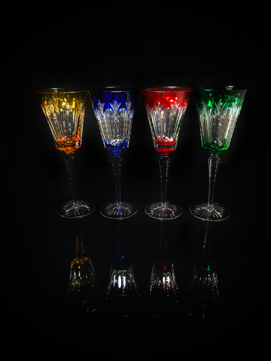 Faberge Grand Palais Crystal Colored Goblets NIB