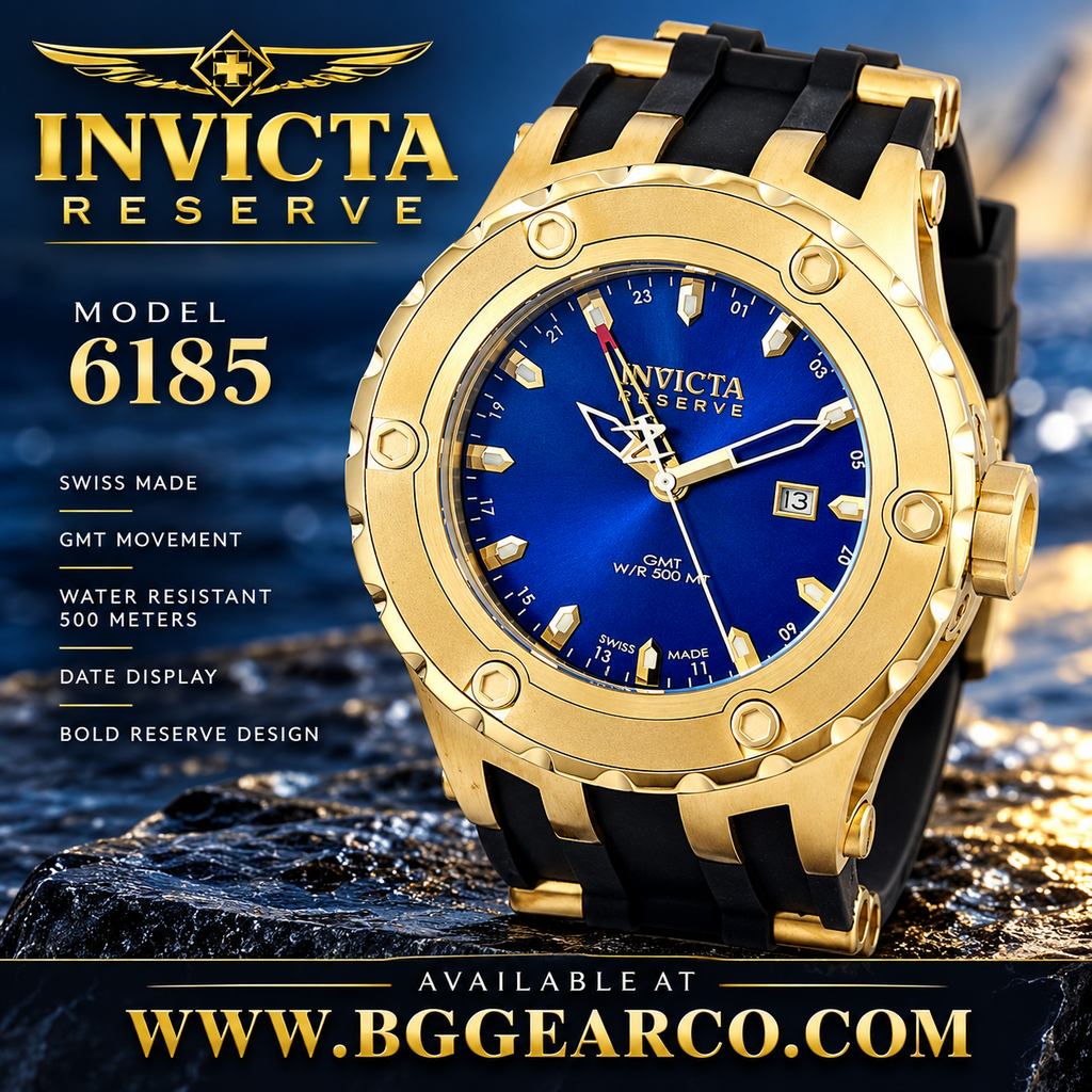 Invicta Men's 6185 Reserve Collection GMT 18k Gold-Plated Stainless Steel Black Rubber Band