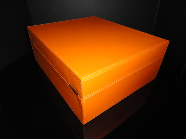 Brizard and Co. Racing Orange Leather Humidor — 60/70 Count, New in Box