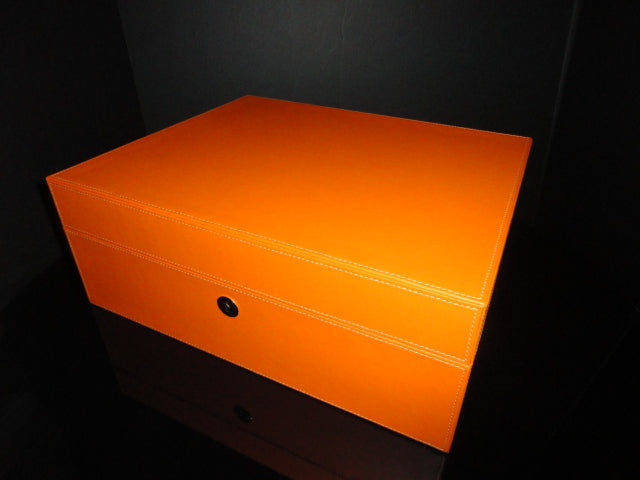 Brizard and Co. Racing Orange Leather Humidor — 60/70 Count, New in Box
