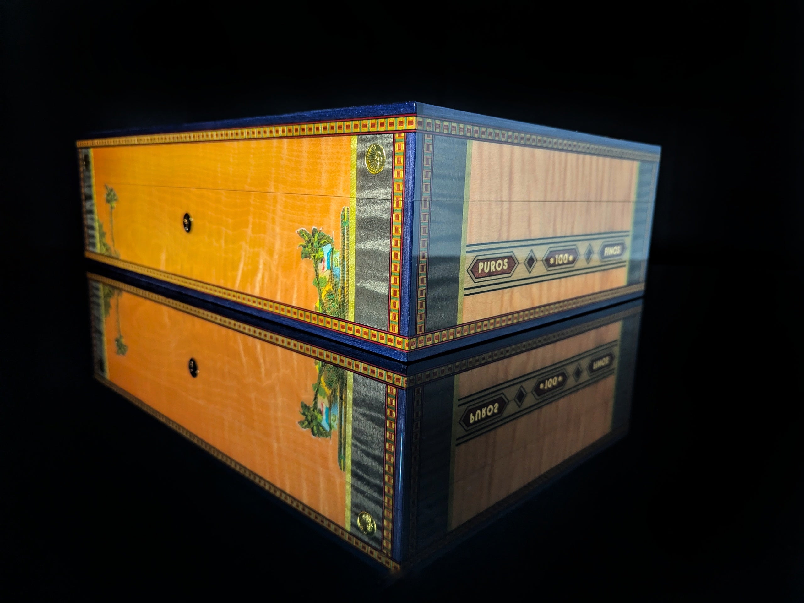 Elie Bleu Alba Orange Sycamore Humidor 110 Count NIB