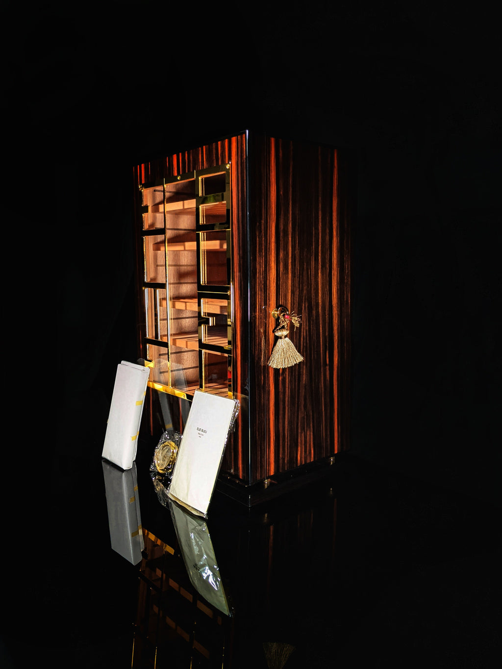 Elie Bleu Macassar Ebony Cabinet Humidor NIB