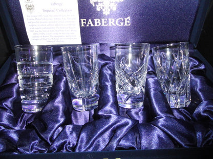 Faberge Clear Crystal Shot Glasses Set of 4 without box